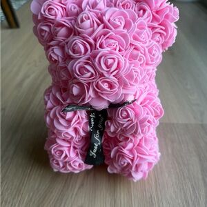 SHEIN Artificial Rose Pink Floral Teddy Bear Great Condition No Flaws